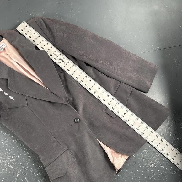 VTG Pagano West Blazer Womens 6 Gray Pink Diamond Yokes Poly Suede NWT USA - Picture 7 of 10